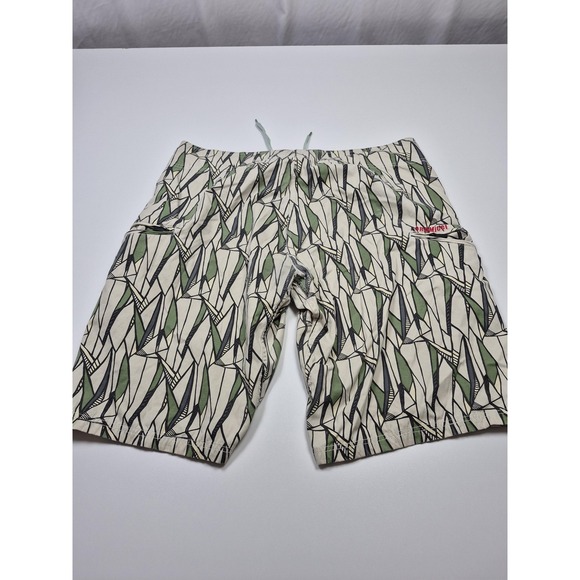 Gramicci Swim Shorts Mens 40 Beige Tropical Geometric Print Drawstring - Picture 7 of 14